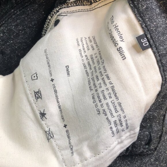 Baldwin Pants Mens 30x34 Black Speckle Classic Slim Japan Fabric Made in USA - Picture 2 of 13